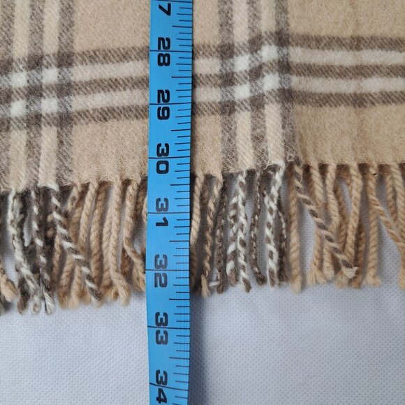 BURBERRY London Classic Nova Check Knit 100% Lambs Wool Fringe Beige SCARF - Picture 6 of 7